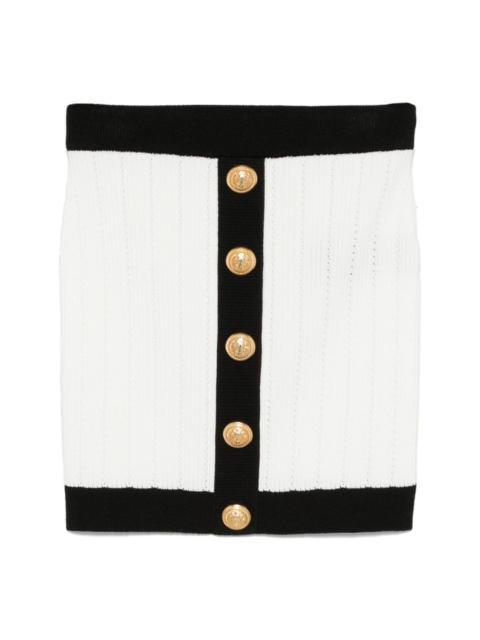 Balmain Knitted buttoned mini skirt