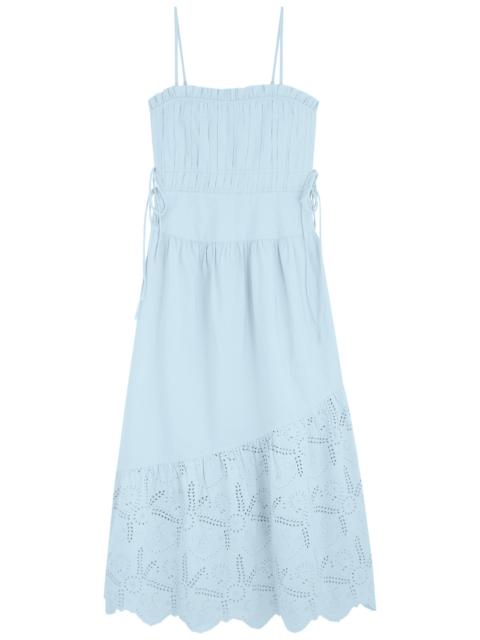 DAMSON MADDER. Damson Madder Kelia Pleated Cotton Midi Dress