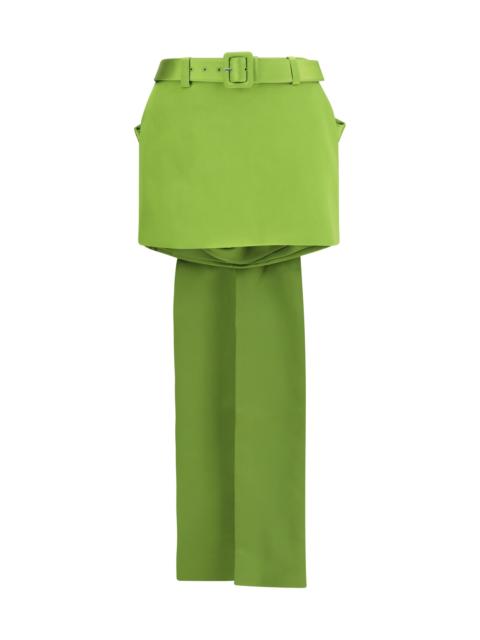 self-portrait Self-portrait Satin Bow Mini Skirt Green