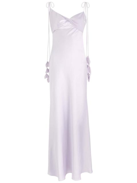 self-portrait Self-portrait Floral-embellished Satin Maxi Slip Dress