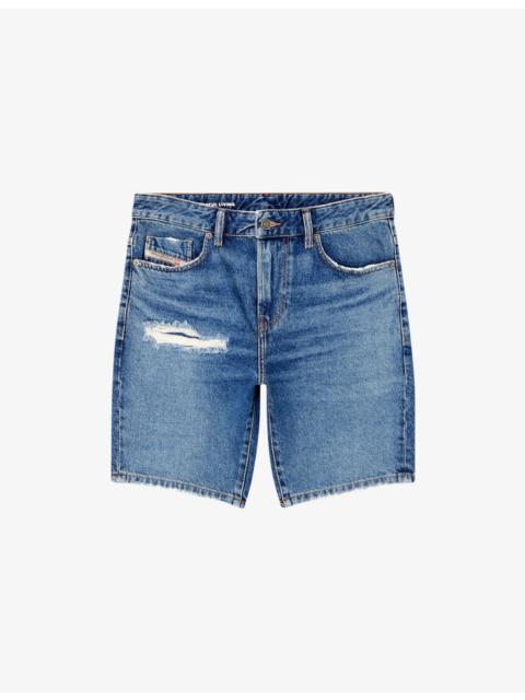 Diesel D-Fin Distressed Slim-Fit Denim Shorts