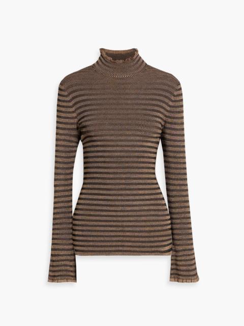 Other Designers Phyllis ruffled striped jacquard-knit sweater