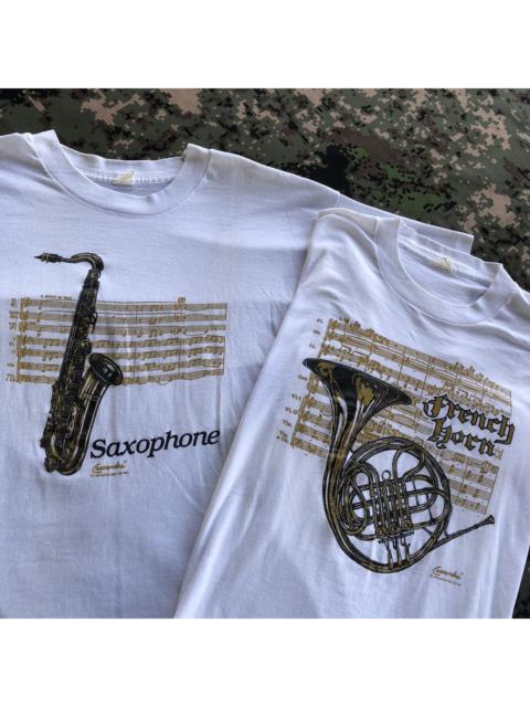 Other Designers Vintage - Vtg 90s Saxophone + French Horn Illustration Lot Tshirt