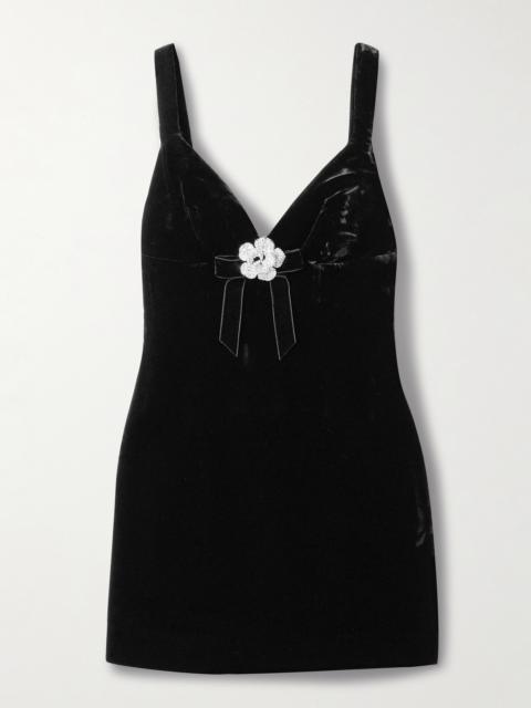 Cara Cara Gracie Embellished Velvet Mini Dress