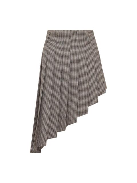 We11done Beige Womens Asymmetric Checked Skirt