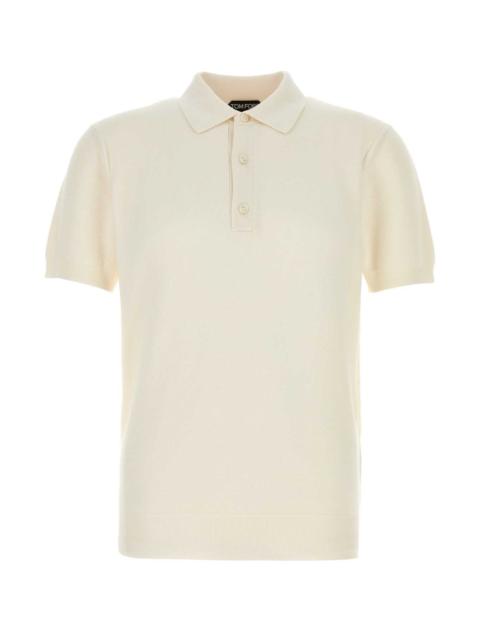 TOM FORD Tom Ford Men Ivory Piquet Polo Shirt