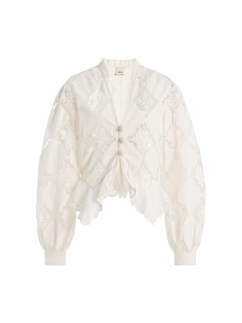 Isabel Marant Nina Cotton-Linen Blouse white