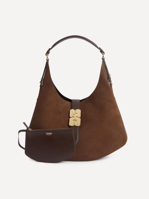 GANNI Suede Large Kat Shoulder Bag