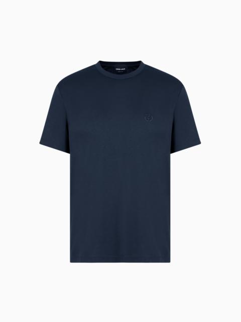 GIORGIO ARMANI COTTON-INTERLOCK T-SHIRT WITH EMBROIDERED LOGO