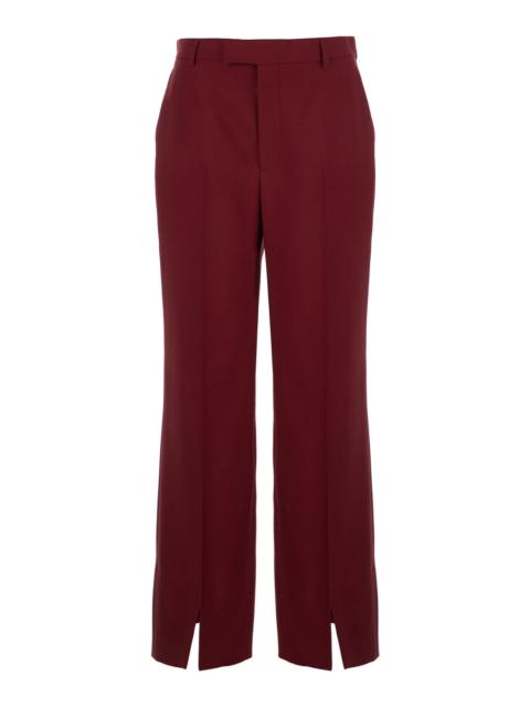 GUCCI Gucci Women Bordeaux Tailored Pants With Slits On The Edges And Embroidered Lettering Logo On The Ba