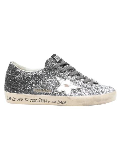 Golden Goose Silver & Black Glitter Superstar