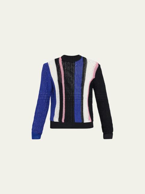 3.1 Phillip Lim Men's Block Stripe Pointelle Sweater