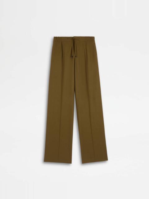 Tod's PANTS IN WOOL WITH DRAWSTRING - BROWN