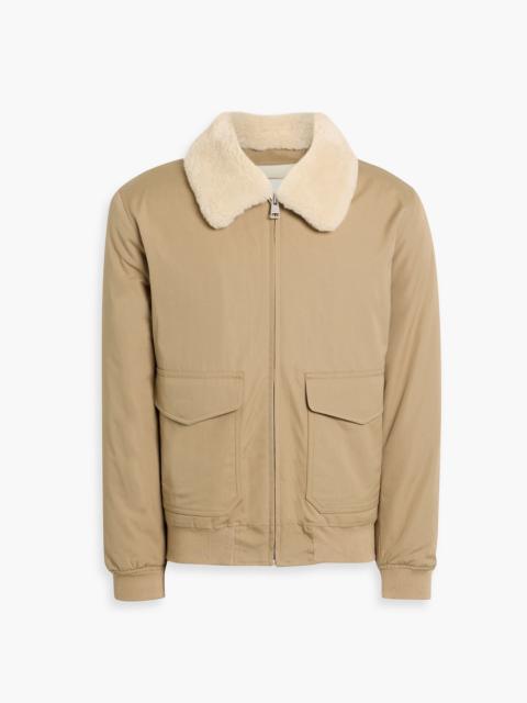 Sandro Shearling-trimmed cotton-canvas jacket