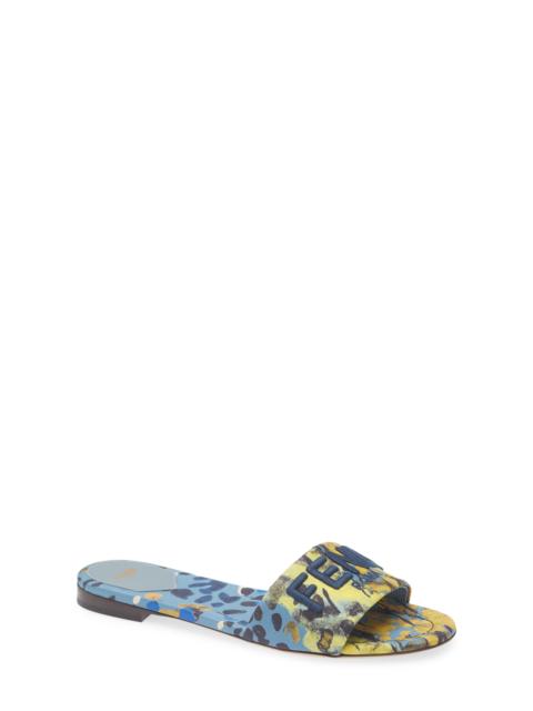 FENDI Fendi Signature Slide Sandal in Blue at Nordstrom