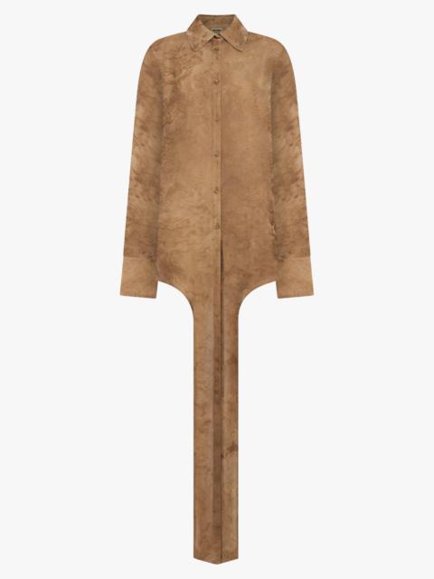 UMA WANG L/S TUBBY FLORAL PRINT TIE NECK | MUSTARD