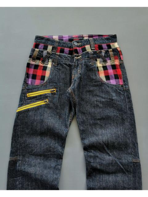 Other Designers Japanese Brand - Memory Special Plaid Zipper Double Waist Jeans Punk Hippie