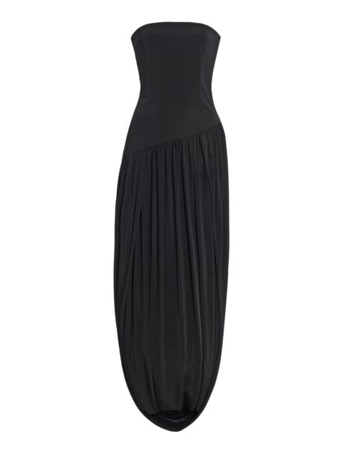 FERRAGAMO Draped Jersey Midi Dress black