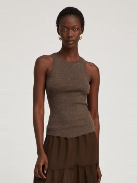 SPRWMN HEATHER BROWN ULTRA FINE CASHMERE RACER TANK
