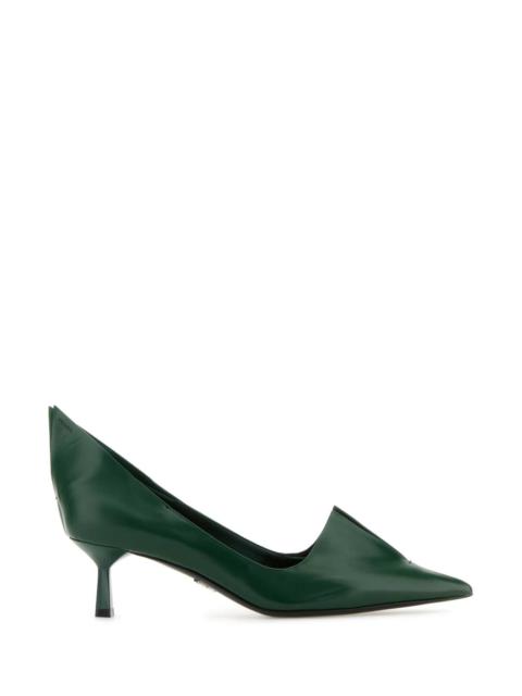 Prada Women Dark Green Leather Pumps