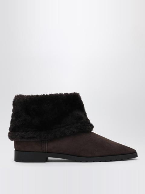 TOTEME Brown suede and shearling ankle boots
