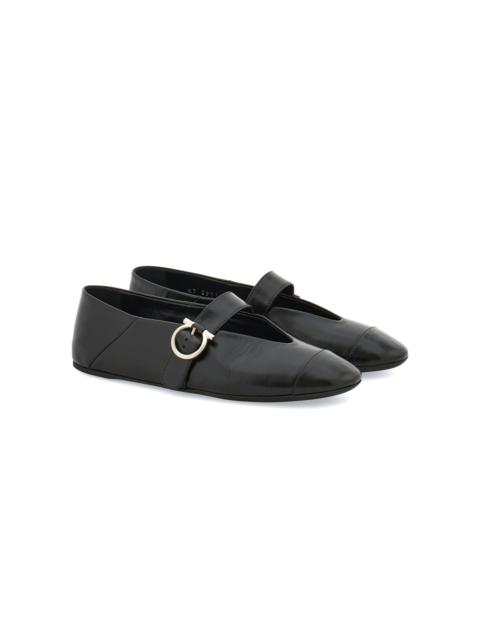 FERRAGAMO Nena Leather Mary Jane Flats black