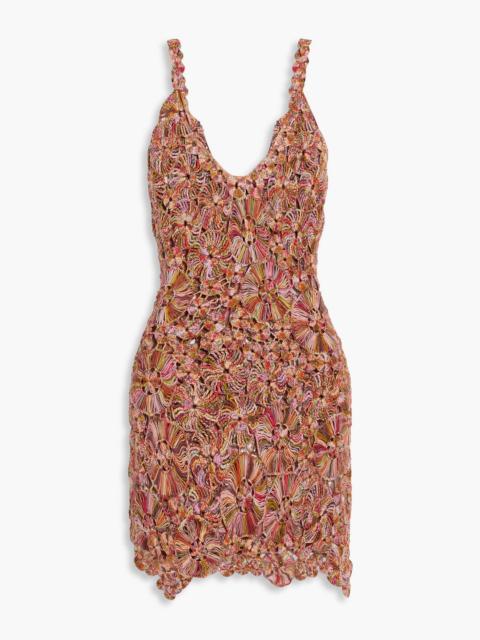 The Elder Statesman Crocheted Pima cotton mini dress