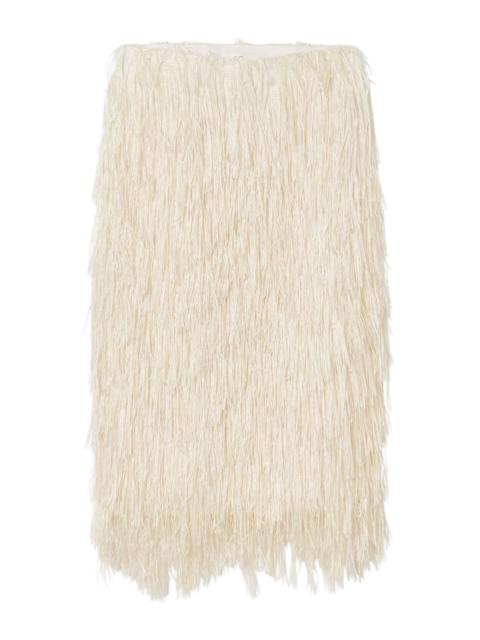 CO Silk-Blend Fringed Maxi Skirt white