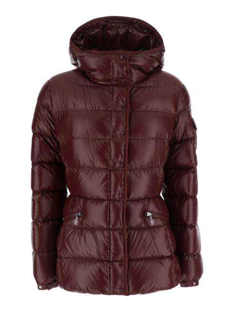 Moncler Moncler Women 'Barante' Red Down Jacket With Hood And Applied Pocket On Sleeve With Logo Patch In Te