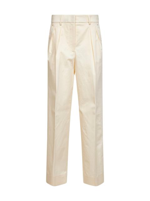 Moncler Moncler Women Natural Cotton Gabardine Wide-Leg Tailored Trousers