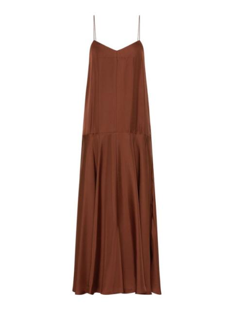 ST. AGNI Silk Twill Relaxed Slip Dress in Brick