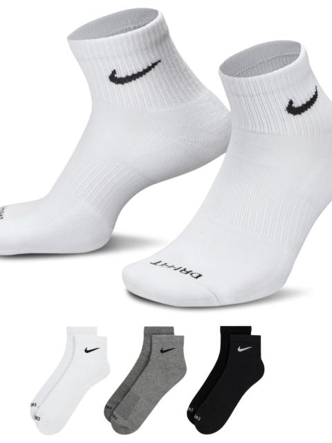 Nike Nike Mens Nike 3 Pack Dri-FIT Plus Quarter Socks