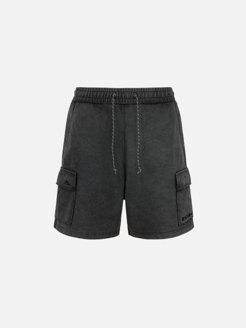 EVISU Seagull and Logo Embroidery Relax Fit Sun-Dried Finish Sweatshorts