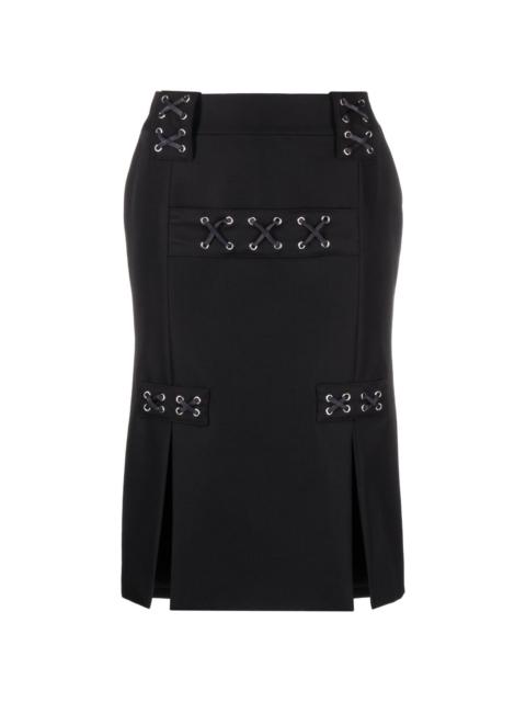 Alessandra Rich lattice-embellished midi skirt