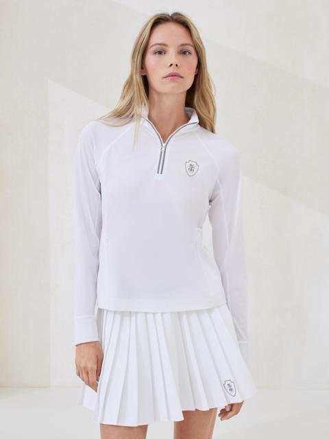Brunello Cucinelli Techno piqué sweatshirt with logo and precious half zip