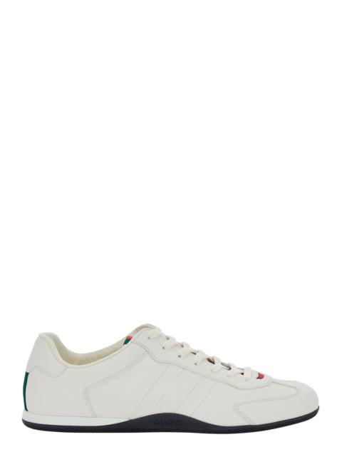 GUCCI Gucci Men 'Elan New' White Sneakers With Web Detail On The Back In Leather Man