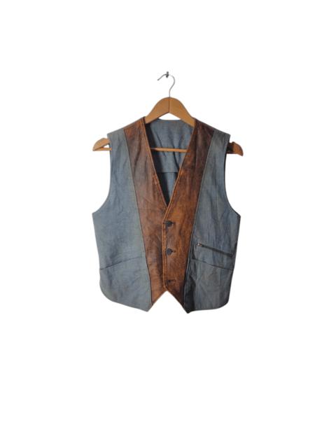 Navajo - VINTAGE DENIM LEATHER SLEEVELESS JACKE