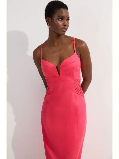 KAREN MILLEN Tall Premium Linen Pintuck Detail Pencil Tailored Midi Dress