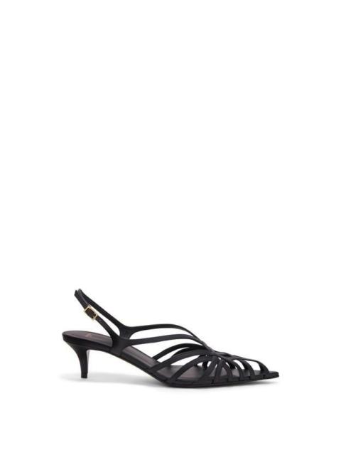 Balmain BALMAIN Kitten Strappy Leather Black 50mm Sandals New & Auth