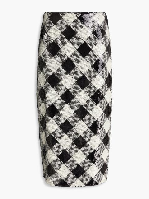 VERONICA BEARD Allora checked sequined crepe midi skirt