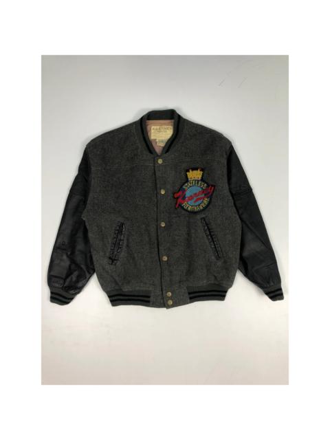 Other Designers Japanese Brand - Vintage Leather Varsity Jacket Japanese Brand