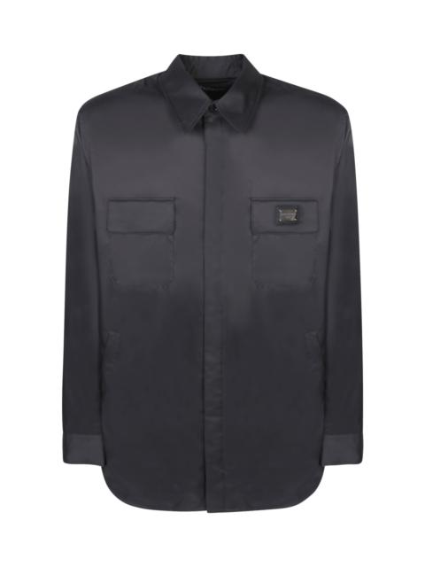 Dolce & Gabbana Shirt In Semi-gloss Fabric And Logo Plate