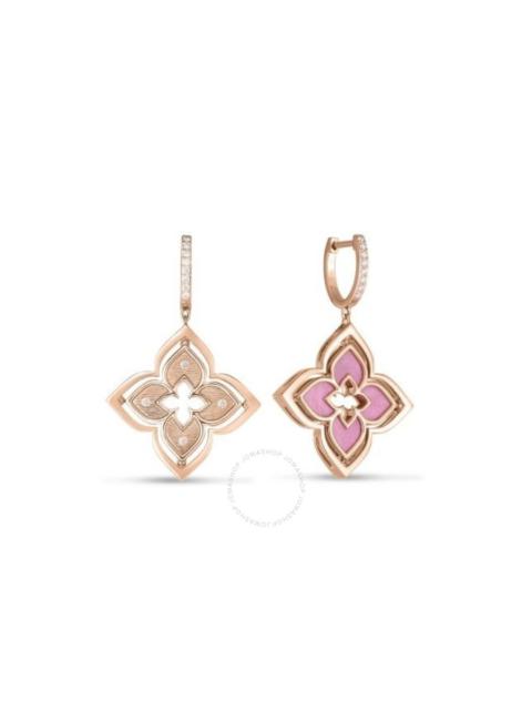 Roberto Coin - Roberto Coin 18K Rose Gold Venetian Princess Pirouette Diamond & Rhodonite Flower Drop Earrings - 88