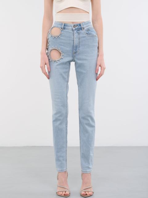 AREA Crystal Grape Cut-Out Jeans