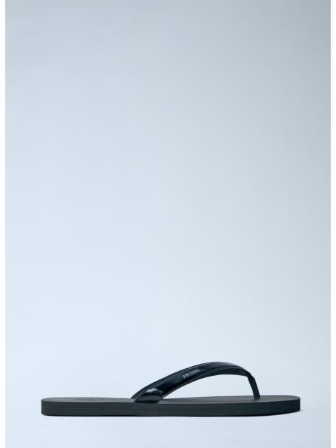 Prada Prada Men Logo-Embossed Leather Flip-Flop Sandals