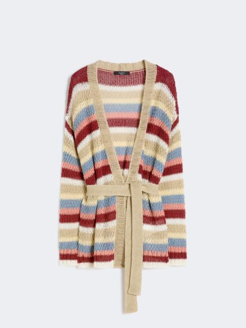 WEEKEND Max Mara Linen yarn cardigan with belt - CHERRY