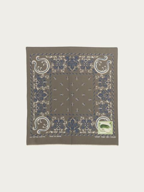 Kapital Fastcolor Selvedge Bandanna (Antler NAJA) 15x15 - Khaki