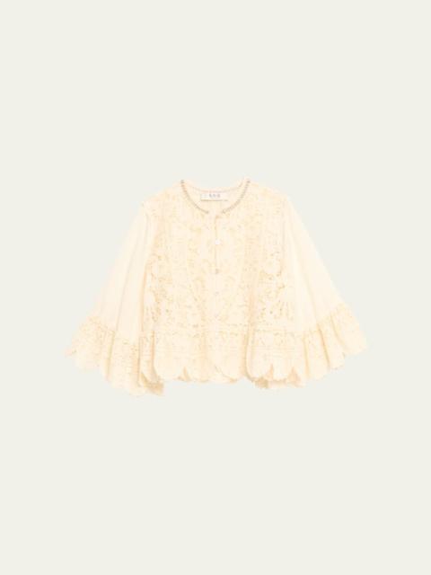 Sea Shanna Lace Three-Quarter Sleeve Top