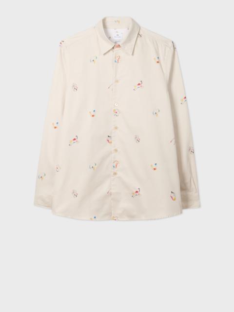 Paul Smith Ecru Cotton 'Lucky Charm' Print Shirt