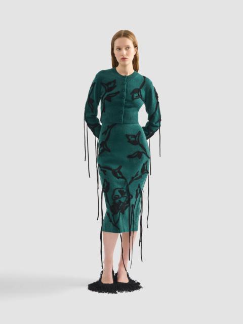 Erdem EMBROIDERED MERINO WOOL PENCIL SKIRT